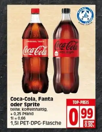 Elli Markt Coca Cola , Fanta, oder Sprite  1,5L Angebot