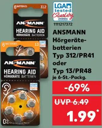 Kaufland ANSMANN Hörgerätebatterien Angebot