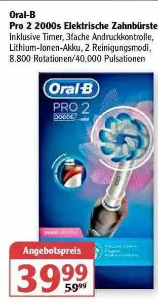 Globus Oral B Pro 2 2000s Elektrische Zahnbürste Angebot