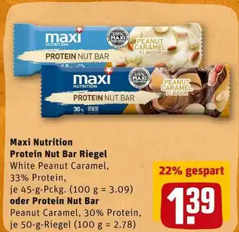 REWE Maxi nutrition protein nut bar riegel oder protein nut bar Angebot