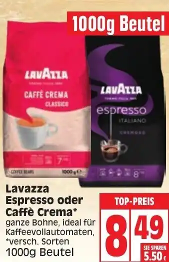 Edeka Lavazza Espresso oder Caffè Crema 1000g Beutel Angebot