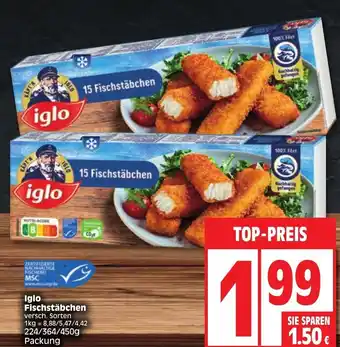 Edeka Iglo Fischstäbchen 224/364/450g Angebot