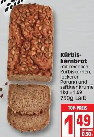 Edeka Kürbiskernbrot 750g Angebot