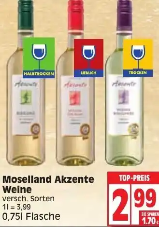 Edeka Moselland Akzente Weine 0,75L Angebot