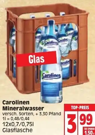 Edeka Carolinen Mineralwasser 12x0,7/0,75L Angebot