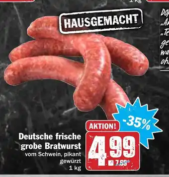 Hit Deutsche frische grobe Bratwurst 1 kg Angebot