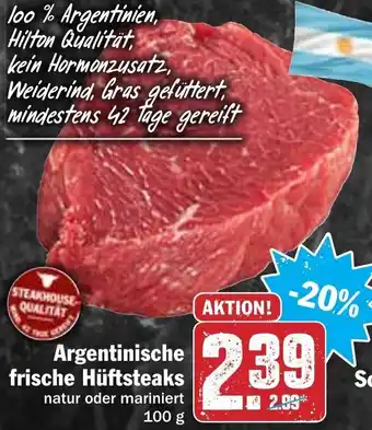 Hit Argentinische frishce Hüftsteaks 100 g Angebot