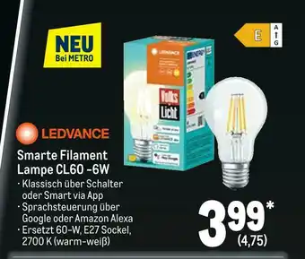 METRO Ledvance smarte filament lampe cl60-6w Angebot