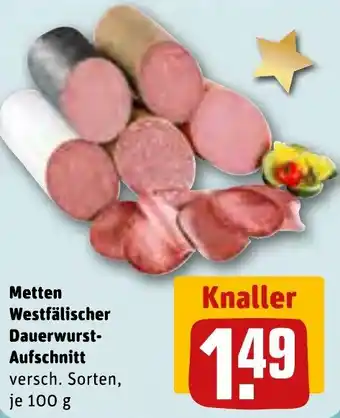 REWE Metten Westfälischer Dauerwurst- Aufschnitt Angebot