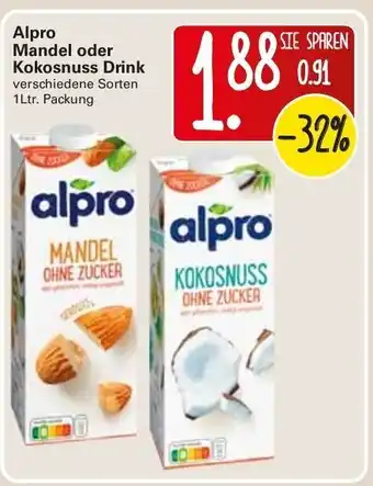 WEZ Alpro Mandel oder Kokosnuss Drink Angebot