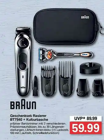 Famila Nord West Braun Geschenkset Rasierer Bt7940 + Kulturtasche Angebot