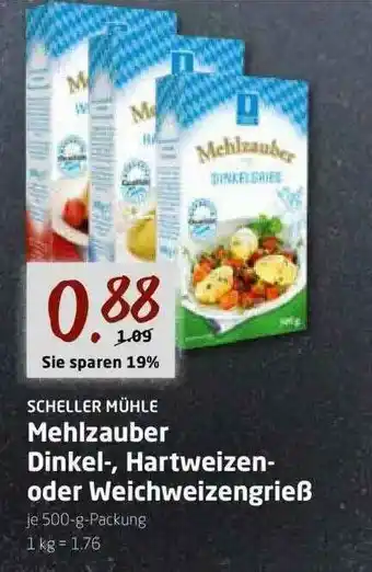 V Markt Mehlzauber Dinkel-, Hartweizen- Oder Weichweizengrieß Scheller Mühle Angebot