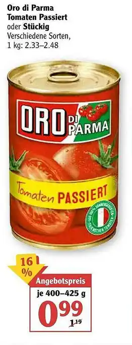 Globus Oro Di Parma Tomaten Passiert Oder Stückig Angebot