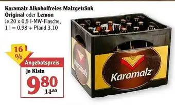 Globus Karamalz Alkoholfreies Malzgetränk Original Oder Lemon Angebot