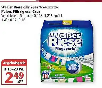 Globus Weißer Riese Oder Spee Waschmittel Pulver, Flüssig Oder Caps Angebot