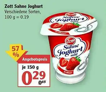 Globus Zott Sahne Joghurt Angebot