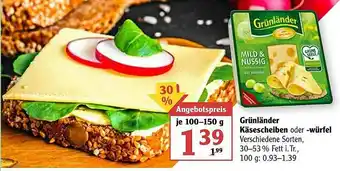 Globus Grünländer Käsescheiben Oder -würfel Angebot