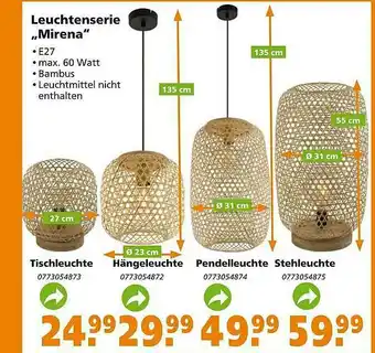 Globus Baumarkt Leuchtenserie „mirena“ Angebot