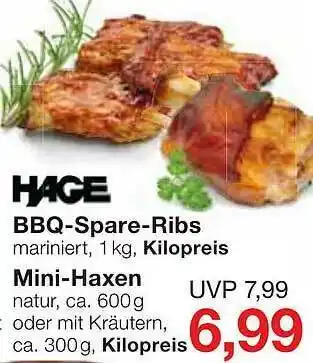 Jawoll Hage Bbq Spare-ribs, Mini-haxen Angebot