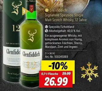 Lidl Glenfiddich Signature Speyside Single Malt Scotch Whisky, 12 Jahre Angebot