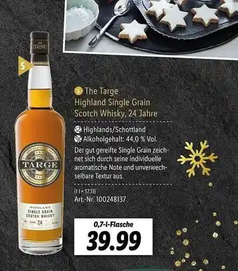 Lidl The Targe Highland Single Grain Scotch Whisky, 24 Jahre Angebot