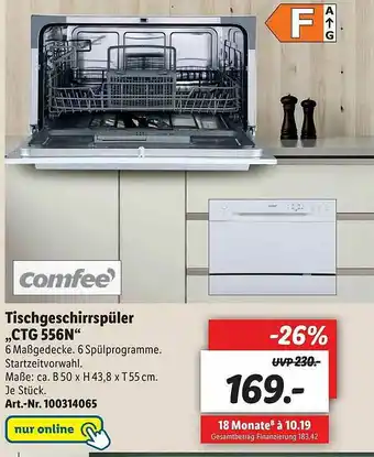 Lidl Comfee Tischgeschirrspüler „ctg 556n” Angebot