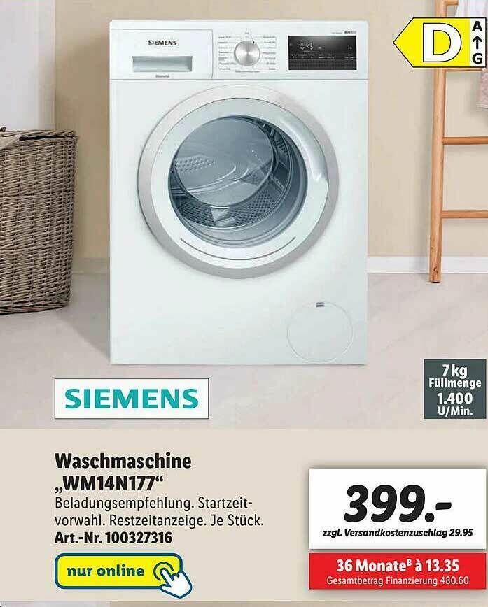 Siemens Waschmaschine Wm14n177 Angebot bei Lidl