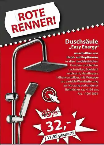 Sonderpreis Baumarkt Duschsäule „easy Energy“ Angebot