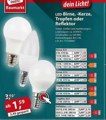 Sonderpreis Baumarkt Led-birne, -kerze, Tropfen Oder Reflektor Angebot