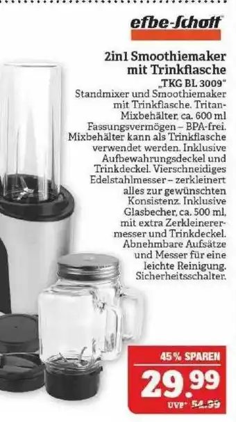 Marktkauf Efbe-schott 2in1 Smoothiemaker Mit Trinkflasche Tkg Bl 3009 Angebot