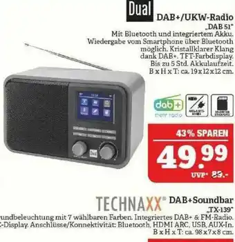 Marktkauf Dual Dab+ Oder Ukw-radio Dab51 Oder Technaxx Dab+soundbar Tx-139 Angebot