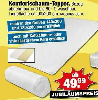 SB Lagerkauf Komfortschaum-topper Angebot