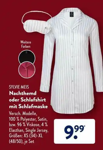 Aldi Süd Sylvie Meis Nachthemd Oder Schlafshirt Mit Schlafmaske Angebot