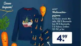 Aldi Süd Alive Weihnachtspyjama Angebot