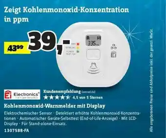 Conrad Ei Electronics Kohlenmonoxid-warnmelder Mit Display Angebot