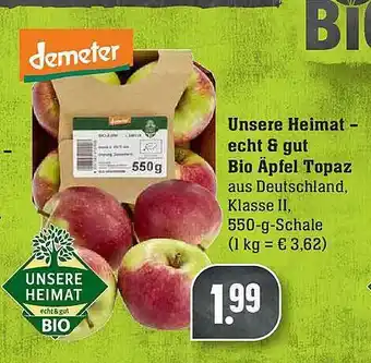 E-Center Unsere Heimat Bio äpfel Topaz Demeter Angebot