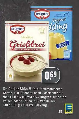 E-Center Dr Oetker Süße Mahlzeit Oder Original Pudding Angebot