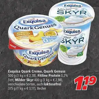 Marktkauf Exquisa Quark Creme, Quark Genuss, Fitline Protein, Milder Skyr Auch Laktosefrei Angebot