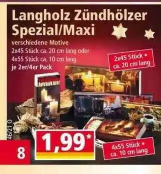 Norma Langholz Zündhölzer Spezial Oder Maxi Angebot