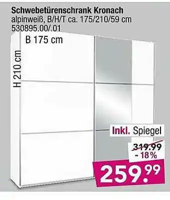 Möbel Boss Schwebetürenschrank Kronach Angebot