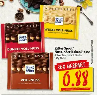 nah & gut Ritter Sport Nuss Oder Kakaoklasse Angebot