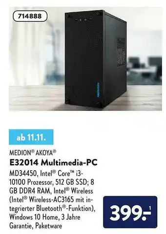 Aldi Nord Medion Akoya E32014 Multimedia-pc Angebot