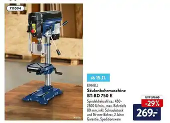 Aldi Nord Einhell Säulenbohrmaschine Bt-bd 750e Angebot