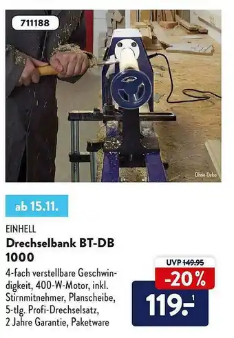 Aldi Nord Einhell Drechselbank Bt-db 1000 Angebot