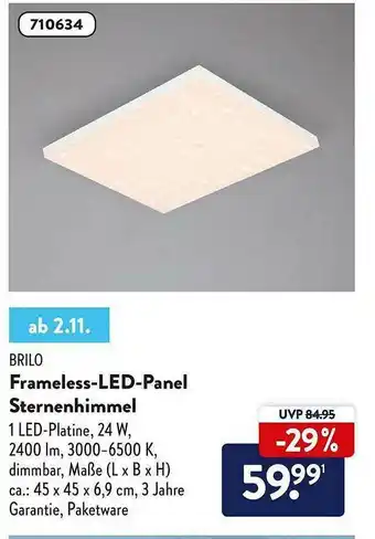 Aldi Nord Brilo Frameless-led-panel Sternenhimmel Angebot