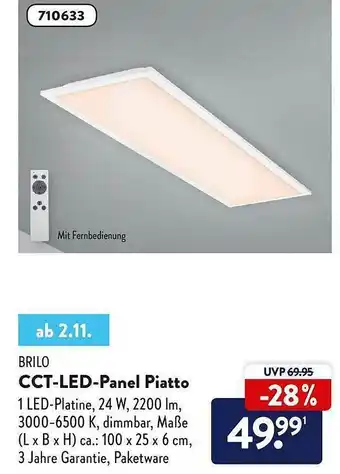 Aldi Nord Brilo Cct-led-panel Piatto Angebot