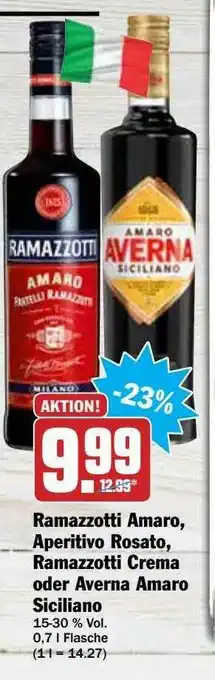 Hit Ramazzotti Amaro, Aperitivi Rosato, Ramazzotti Crema Oder Averna Amaro Siciliano Angebot