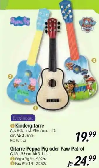Rofu Kinderland Lexibook Kindergitarre Oder Gitarre Peppa Pig Oder Paw Patrol Angebot