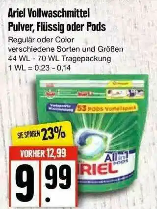 Edeka Ariel Vollwaschmittel Pulver, Flussig Oder Pods Angebot