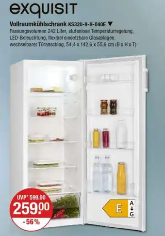V Markt Exquisit vollraumkühlschrank ks320-v-h-040e Angebot